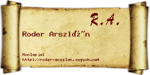 Roder Arszlán névjegykártya
